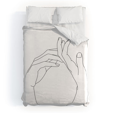 The Colour Study Hands line drawing Abi Duvet Cover