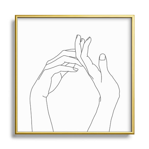 The Colour Study Hands line drawing Abi Metal Square Framed Art Print