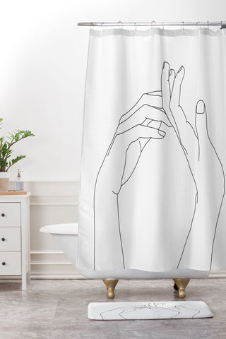 The Colour Study Hands line drawing Abi Shower Curtain And Mat