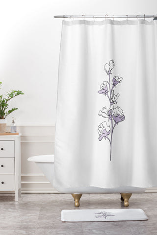 The Colour Study Lilac Cotton Flower Shower Curtain And Mat