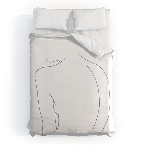 The Colour Study Nude back line drawing Alex Duvet Cover
