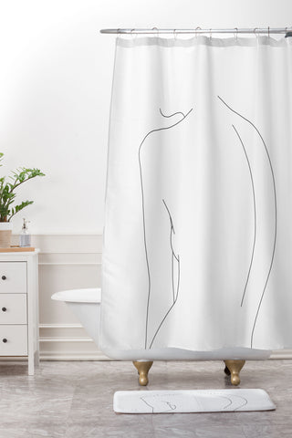 The Colour Study Nude back line drawing Alex Shower Curtain And Mat