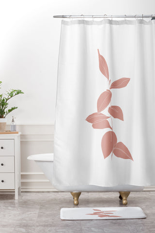 The Colour Study Plant Drawing Berry Pink Shower Curtain And Mat