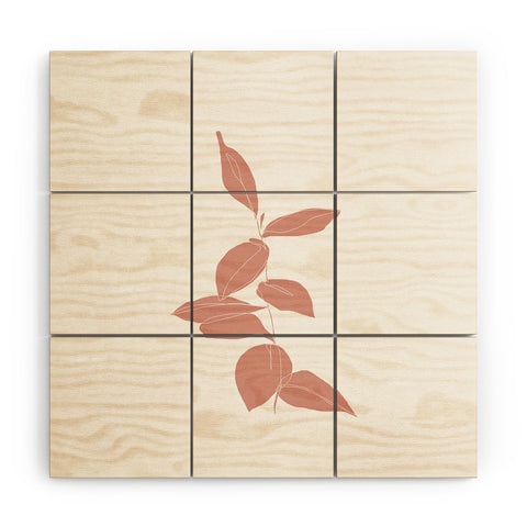 The Colour Study Plant Drawing Berry Pink Wood Wall Mural