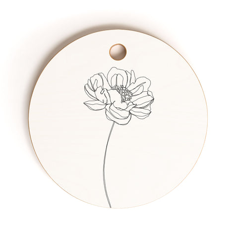 The Colour Study Single flower drawing Hazel Cutting Board Round