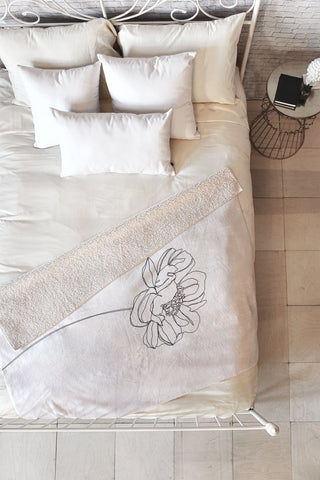 The Colour Study Single flower drawing Hazel Fleece Throw Blanket