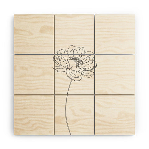 The Colour Study Single flower drawing Hazel Wood Wall Mural