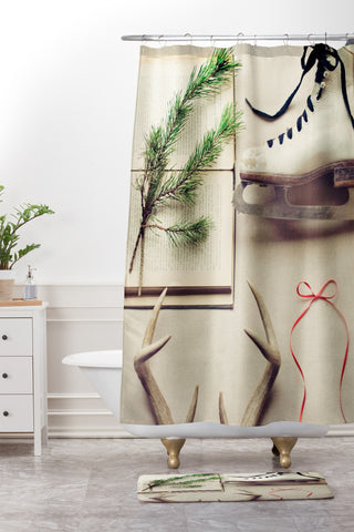 The Light Fantastic Christmas Card Shower Curtain And Mat