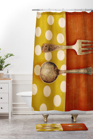 The Light Fantastic Fork And Spoon Shower Curtain And Mat