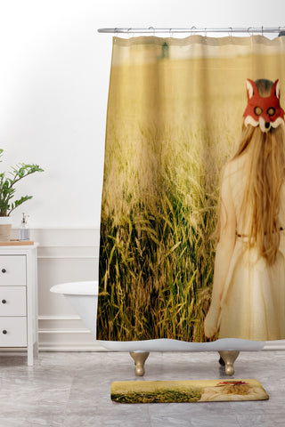The Light Fantastic Fox Girl Shower Curtain And Mat
