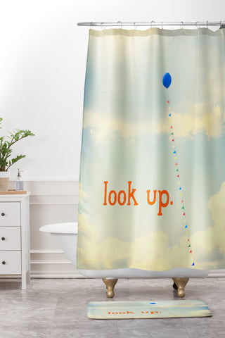 The Light Fantastic Look Up In Orange Shower Curtain And Mat