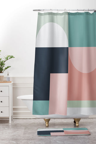 The Old Art Studio Abstract Geometric 06 Shower Curtain And Mat