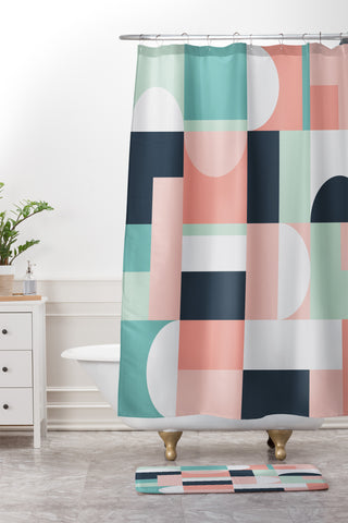 The Old Art Studio Abstract Geometric 08 Shower Curtain And Mat