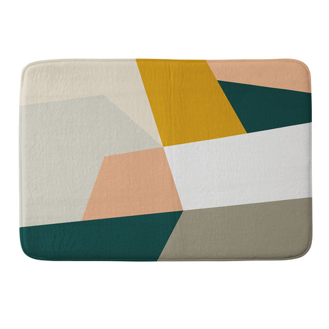 The Old Art Studio Abstract Geometric 27 Green Memory Foam Bath Mat