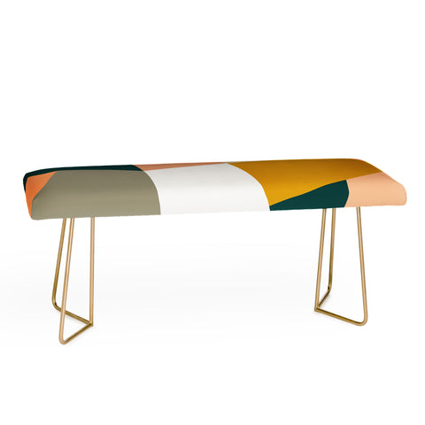 The Old Art Studio Abstract Geometric 27 Green Bench