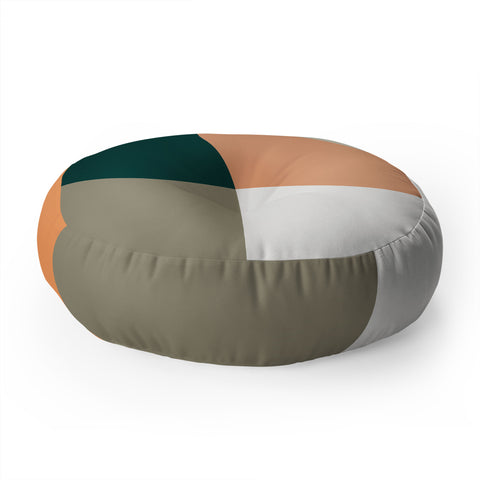 The Old Art Studio Abstract Geometric 27 Green Floor Pillow Round