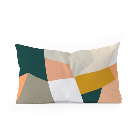 The Old Art Studio Abstract Geometric 27 Green Oblong Throw Pillow
