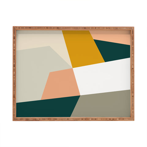 The Old Art Studio Abstract Geometric 27 Green Rectangular Tray