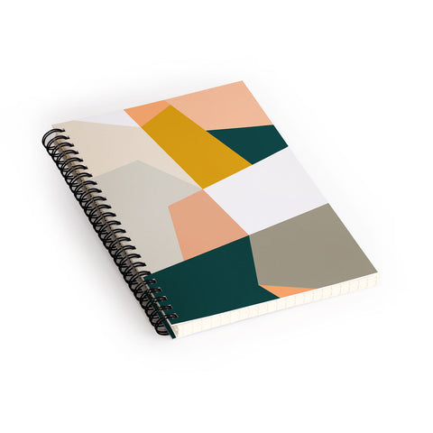 The Old Art Studio Abstract Geometric 27 Green Spiral Notebook