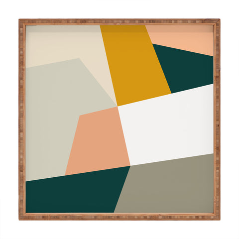 The Old Art Studio Abstract Geometric 27 Green Square Tray