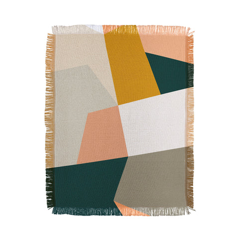 The Old Art Studio Abstract Geometric 27 Green Throw Blanket
