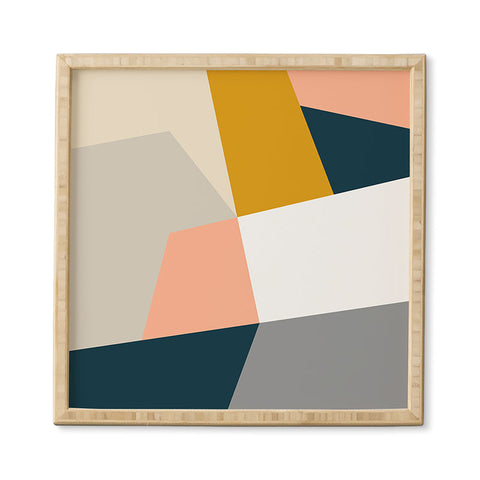 The Old Art Studio Abstract Geometric 27 Navy Framed Wall Art