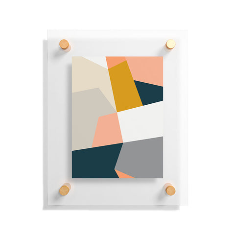 The Old Art Studio Abstract Geometric 27 Navy Floating Acrylic Print