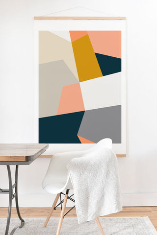 The Old Art Studio Abstract Geometric 27 Navy Art Print And Hanger