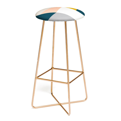 The Old Art Studio Abstract Geometric 27 Navy Bar Stool