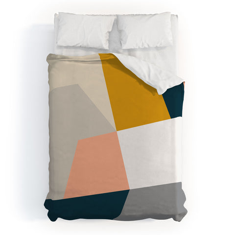 The Old Art Studio Abstract Geometric 27 Navy Duvet Cover