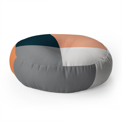 The Old Art Studio Abstract Geometric 27 Navy Floor Pillow Round