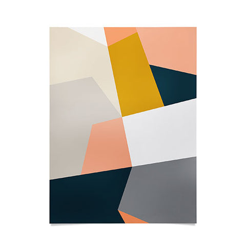 The Old Art Studio Abstract Geometric 27 Navy Poster