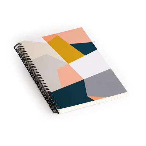The Old Art Studio Abstract Geometric 27 Navy Spiral Notebook