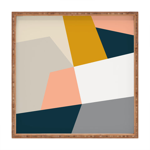 The Old Art Studio Abstract Geometric 27 Navy Square Tray