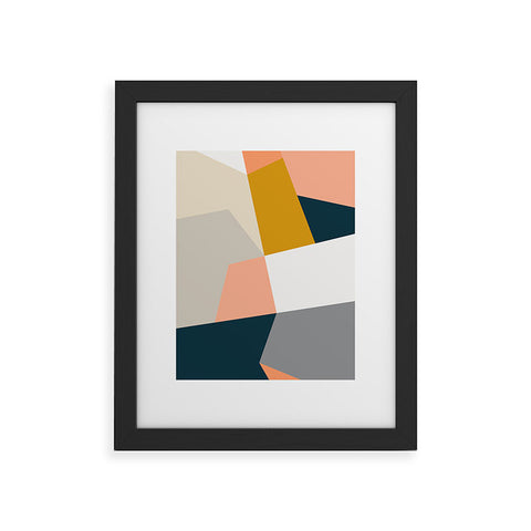 The Old Art Studio Abstract Geometric 27 Navy Framed Art Print