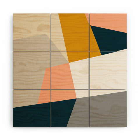 The Old Art Studio Abstract Geometric 27 Navy Wood Wall Mural