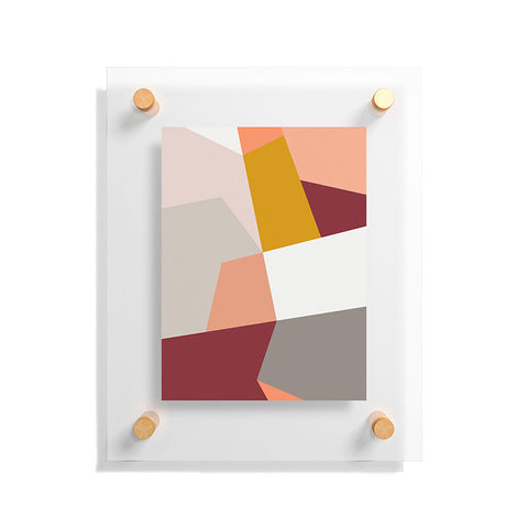 The Old Art Studio Abstract Geometric 27 Red Floating Acrylic Print