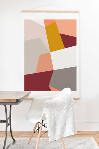 The Old Art Studio Abstract Geometric 27 Red Art Print And Hanger