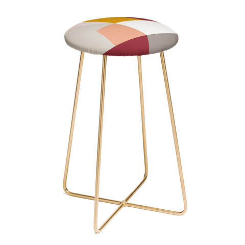 The Old Art Studio Abstract Geometric 27 Red Counter Stool