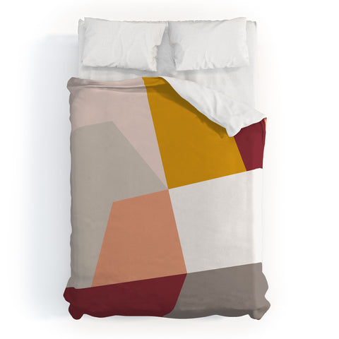 The Old Art Studio Abstract Geometric 27 Red Duvet Cover