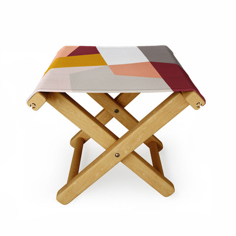 The Old Art Studio Abstract Geometric 27 Red Folding Stool