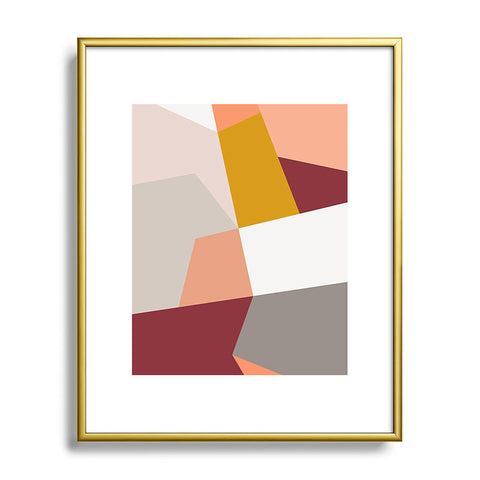 The Old Art Studio Abstract Geometric 27 Red Metal Framed Art Print