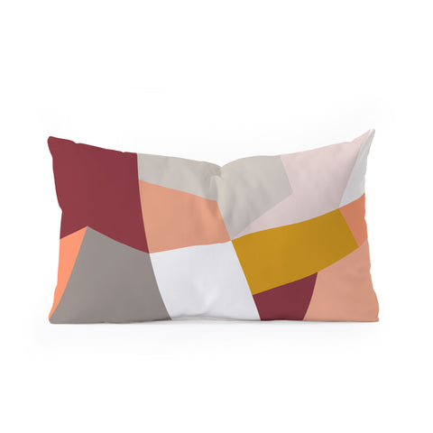 The Old Art Studio Abstract Geometric 27 Red Oblong Throw Pillow