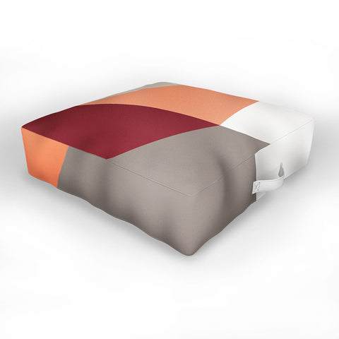 The Old Art Studio Abstract Geometric 27 Red Outdoor Floor Cushion