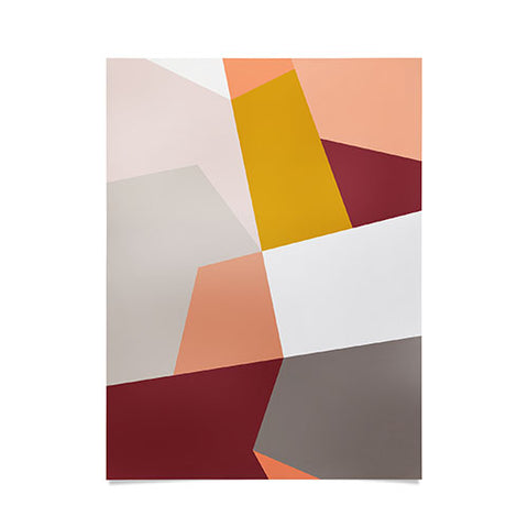 The Old Art Studio Abstract Geometric 27 Red Poster