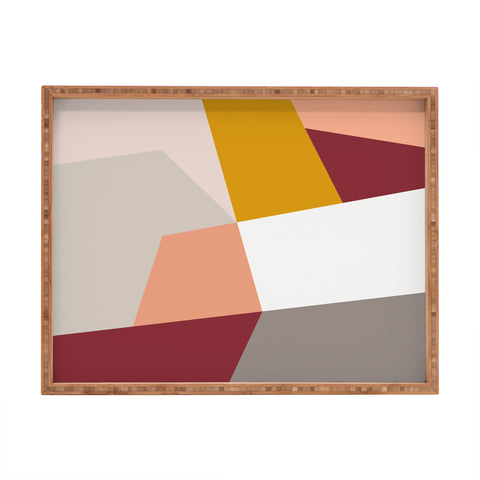 The Old Art Studio Abstract Geometric 27 Red Rectangular Tray