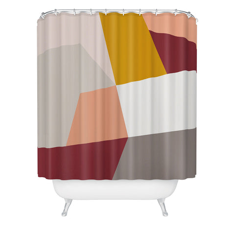 The Old Art Studio Abstract Geometric 27 Red Shower Curtain
