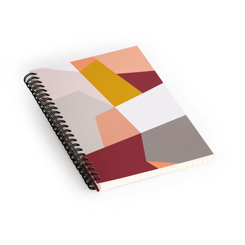The Old Art Studio Abstract Geometric 27 Red Spiral Notebook