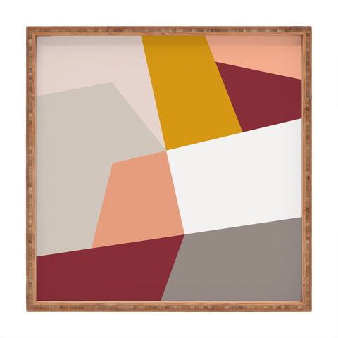 The Old Art Studio Abstract Geometric 27 Red Square Tray