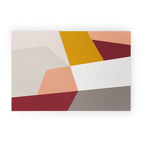 The Old Art Studio Abstract Geometric 27 Red Welcome Mat